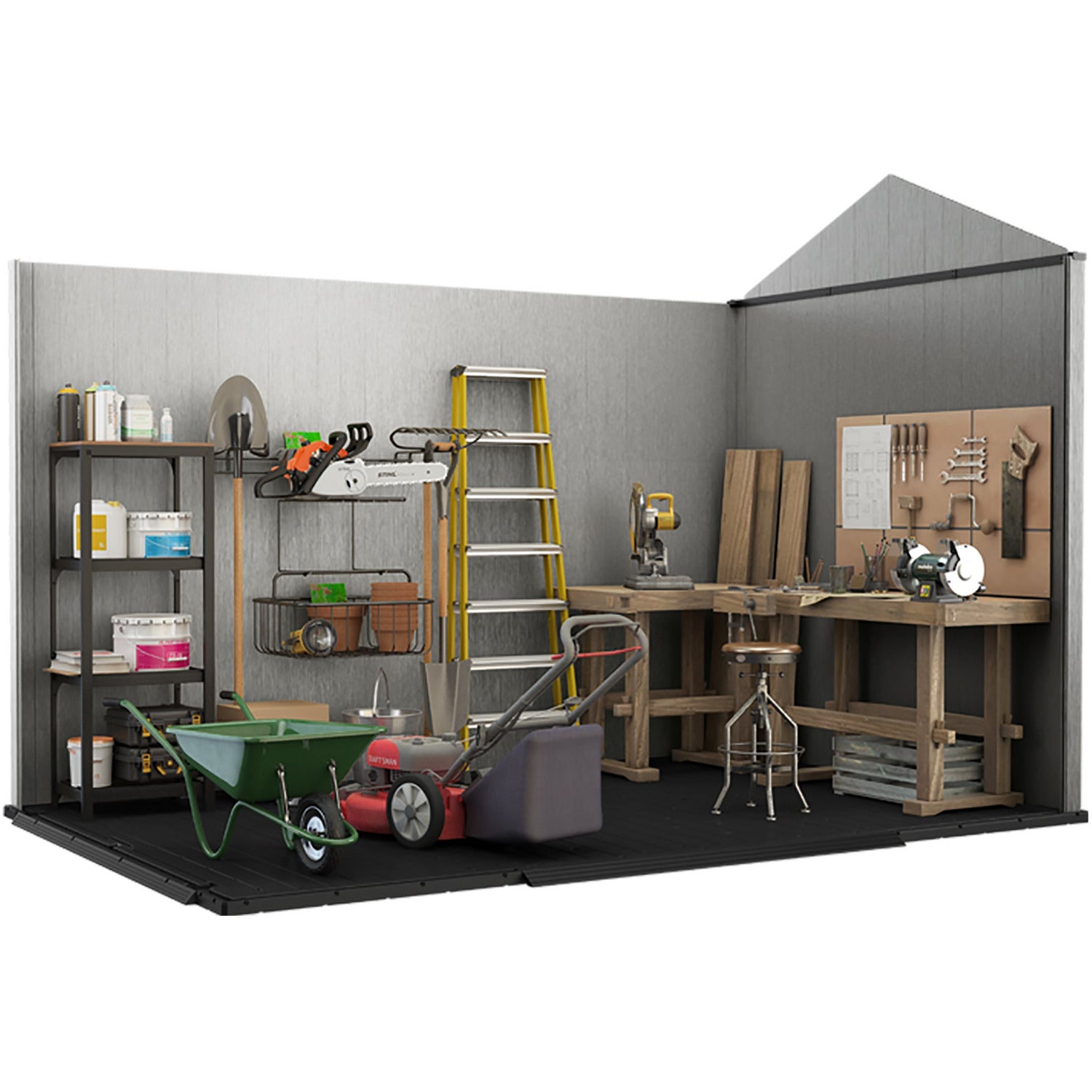 KETER - Casetta da giardino grande grigio Oakland 1175SD - h253x350x230 cm